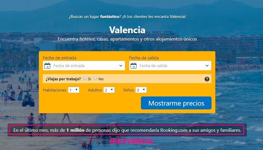 Landing Page para Valencia de Booking.com