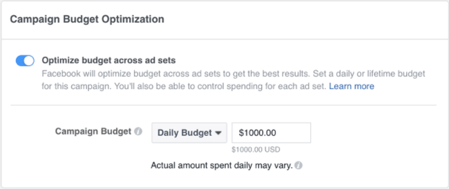 Presupuestos en Facebook - Optimización del presupueso