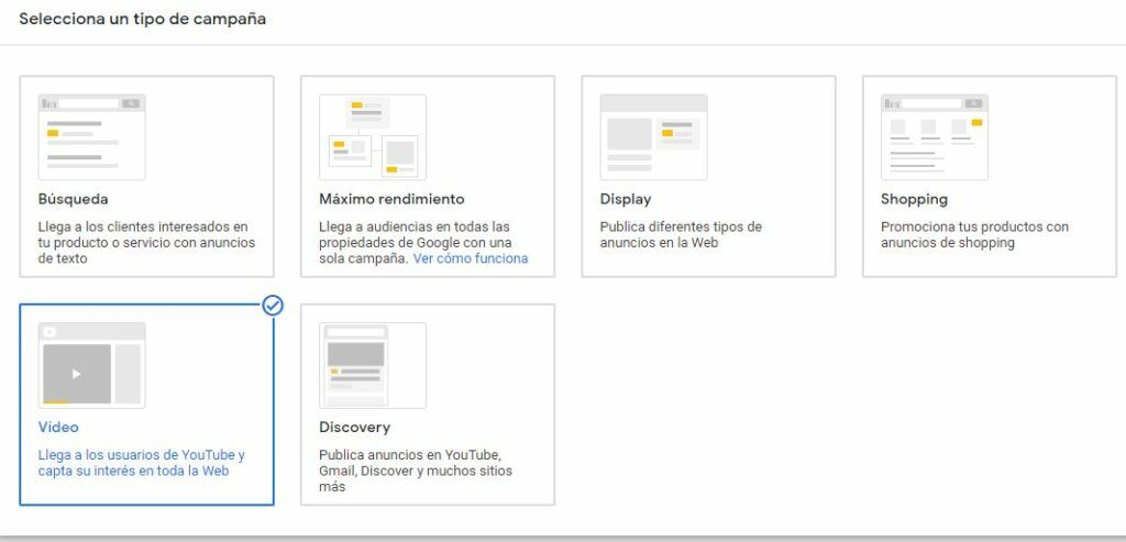 Selección de Campañas en Google Ads