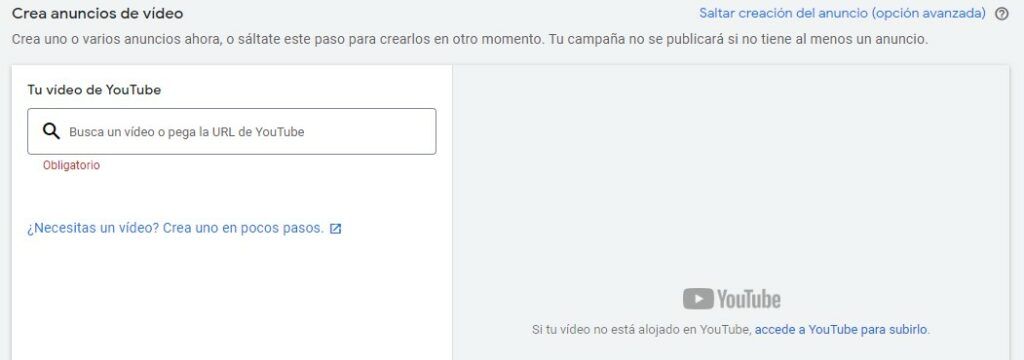 Crear anuncios de Youtube