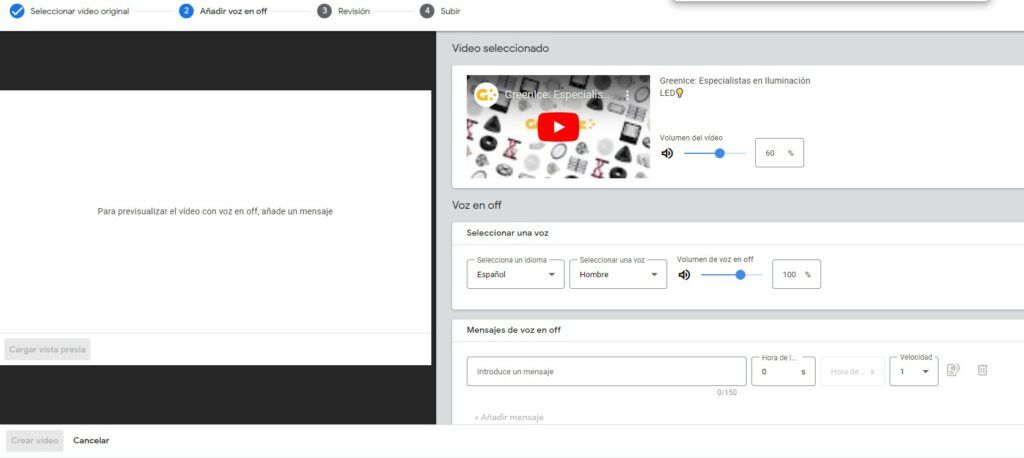 Voz en off de Editor de Videos